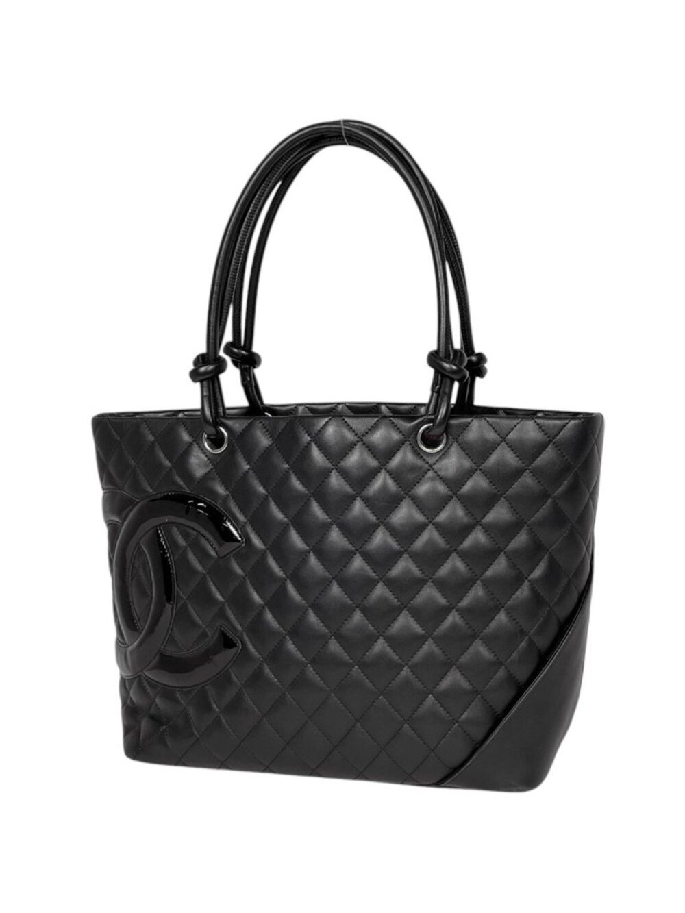 Chanel Cambon Line Large Tote CC Logo Leather Black